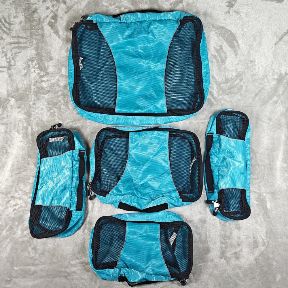 Ebags Packing Cubes Lot Of 5 Zip Blue Mesh Travel Breathable Luggage Organizer